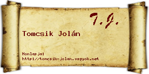 Tomcsik Jolán névjegykártya