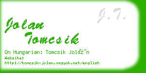 jolan tomcsik business card